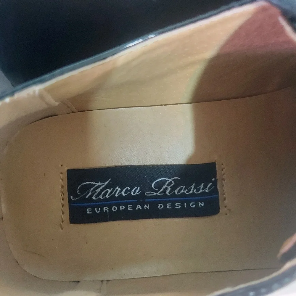 Marco Rossi European Design Black Patent‎ Leather Square Toe Dress Shoes